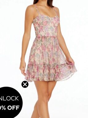 Dress the Population Floral Dress in Yellow with Pink & Lavender Accents